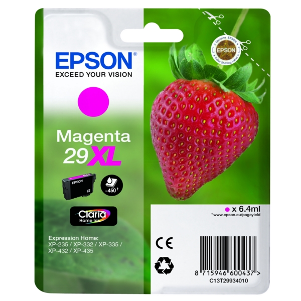 C13T29934010 // 29XL / magenta / original EPSON Tintenpatrone magenta / C13T29934010 / 450 S. / 6.40 ml