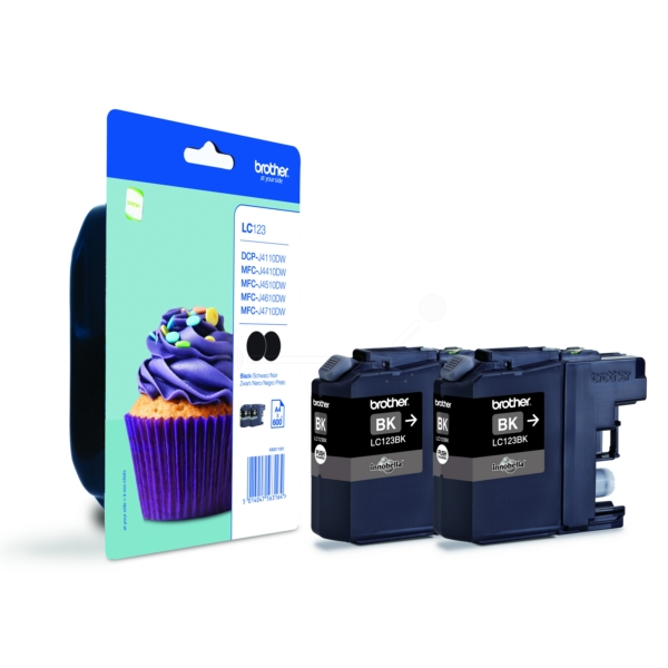 LC123BKBP2 / schwarz / original BROTHER Tintenpatrone schwarz / LC123BKBP2 / 600 S. / 11.00 ml