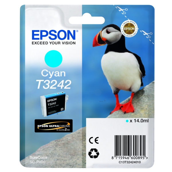 C13T32424010 // T3242 / cyan / original EPSON Tintenpatrone cyan / C13T32424010 / 980 S. / 14.00 ml