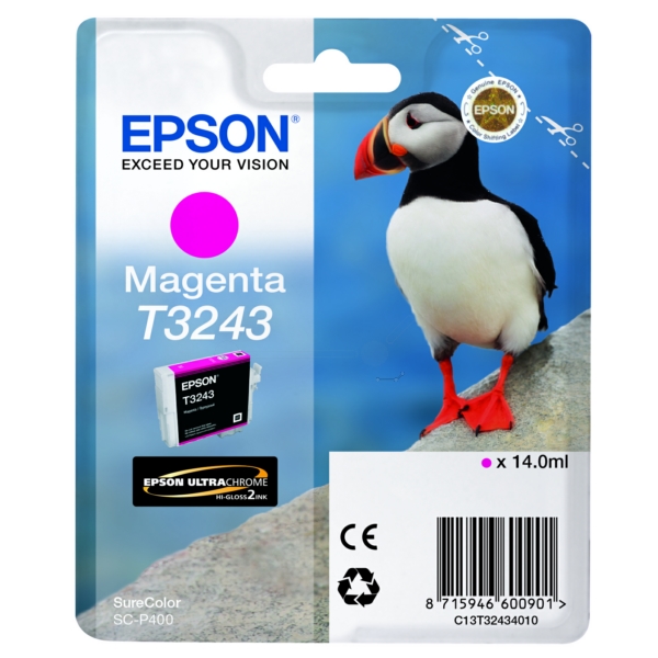 C13T32434010 // T3243 / magenta / original EPSON Tintenpatrone magenta / C13T32434010 / 980 S. / 14.00 ml