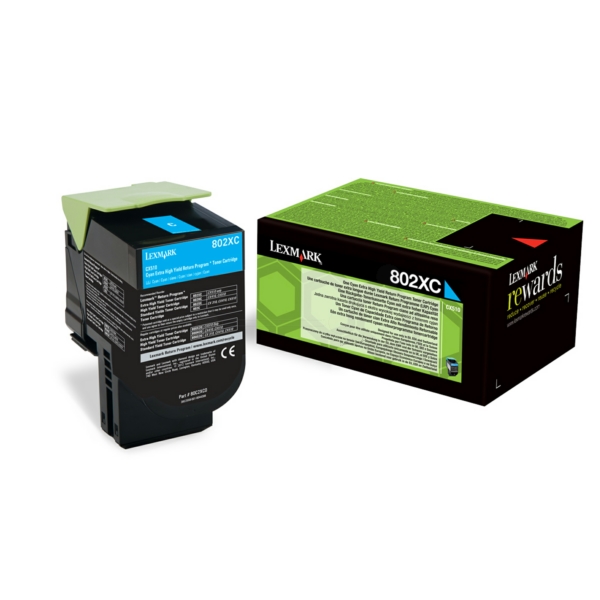 80C2XCE // 802XC / original LEXMARK Toner cyan / 80C2XCE / 4000 S.