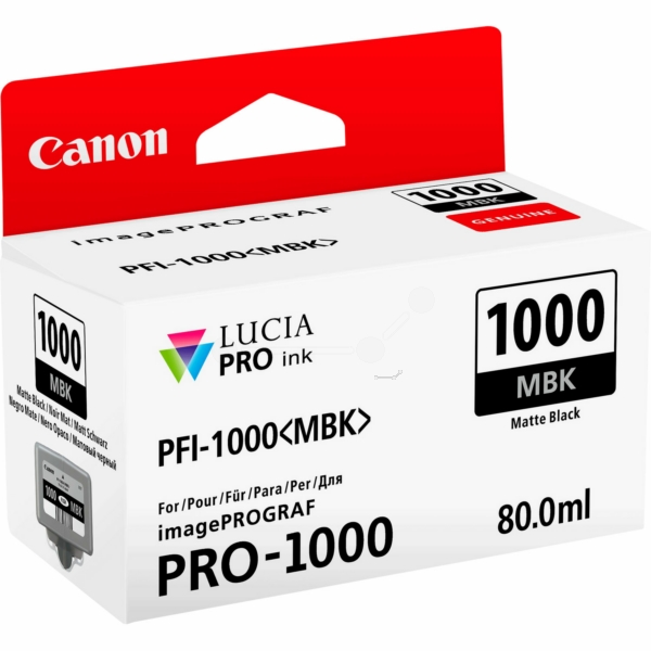 0545C001 // PFI1000MBK / schwarz / original CANON Tintenpatrone schwarz matt / 0545C001 / 5490 S. / 80.00 ml