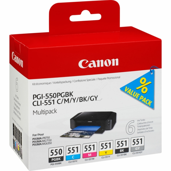 6496B005 // PGI550CLI551 / original CANON Tintenpatrone MultiPack / 6496B005 / 7.00 ml