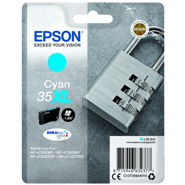 C13T35924010 // 35XL / original EPSON Tintenpatrone cyan / C13T35924010 / 1900 S. / 20.30 ml