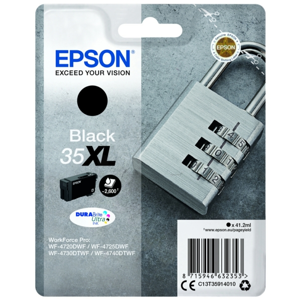 C13T35914010 // 35XL / original EPSON Tintenpatrone schwarz / C13T35914010 / 2600 S. / 41.20 ml