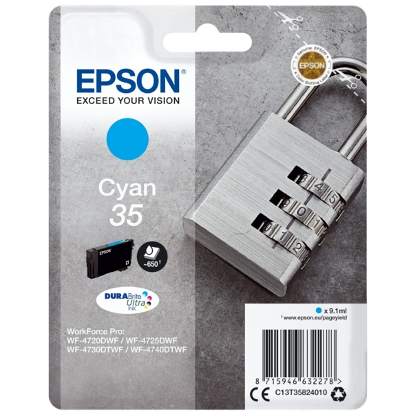 C13T35824010 // 35 / original EPSON Tintenpatrone cyan / C13T35824010 / 650 S. / 9.10 ml