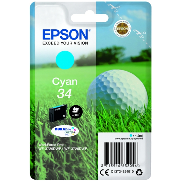 C13T34624010 // 34 / original EPSON Tintenpatrone cyan / C13T34624010 / 300 S. / 4.20 ml