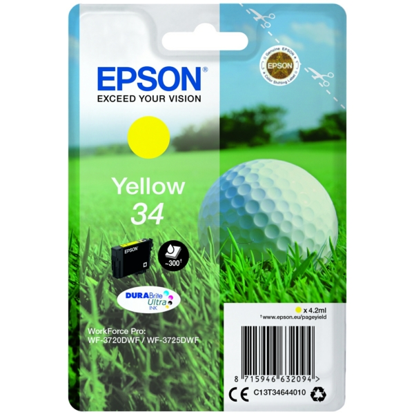 C13T34644010 // 34 / original EPSON Tintenpatrone gelb / C13T34644010 / 300 S. / 4.20 ml
