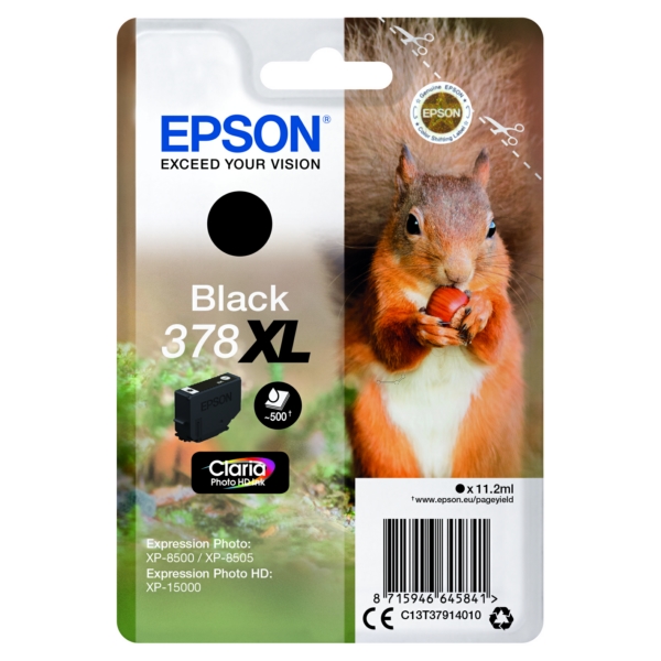 C13T37914010 // 378XL / original EPSON Tintenpatrone schwarz / C13T37914010 / 500 S. / 11.20 ml