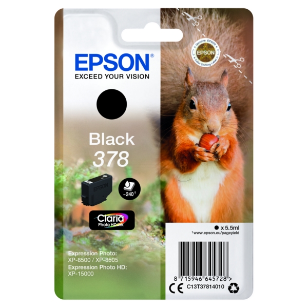 C13T37814010 // 378 / original EPSON Tintenpatrone schwarz / C13T37814010 / 240 S. / 5.50 ml