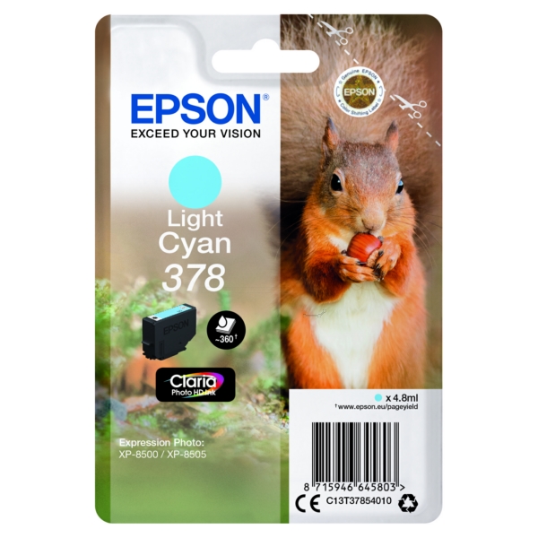 C13T37854010 // 378 / original EPSON Tintenpatrone cyan hell / C13T37854010 / 360 S. / 4.80 ml