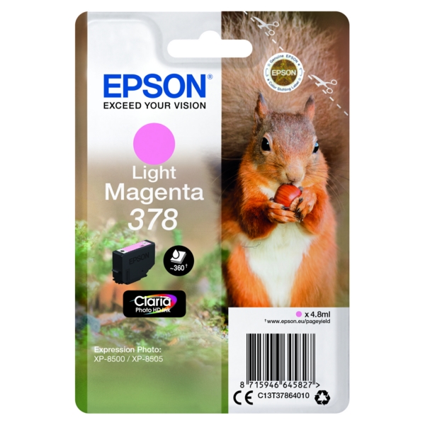 C13T37864010 // 378 / original EPSON Tintenpatrone magenta hell / C13T37864010 / 360 S. / 4.80 ml