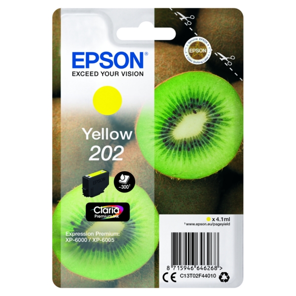 C13T02F44010 // 202 / original EPSON Tintenpatrone gelb / C13T02F44010 / 300 S. / 4.10 ml