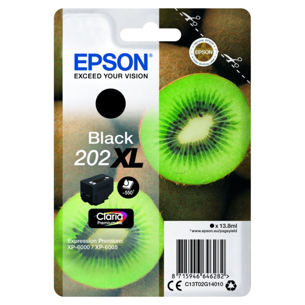 C13T02G14010 // 202XL / original EPSON Tintenpatrone schwarz / C13T02G14010 / 550 S. / 13.80 ml