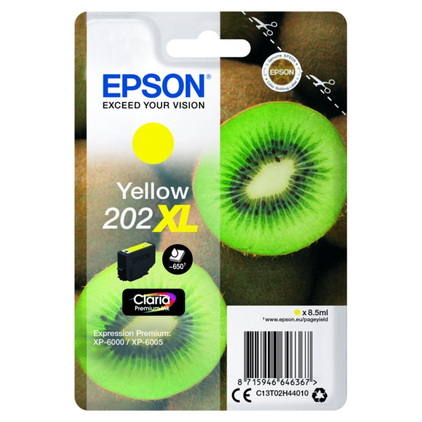 C13T02H44010 // 202XL / original EPSON Tintenpatrone gelb / C13T02H44010 / 650 S. / 8.50 ml