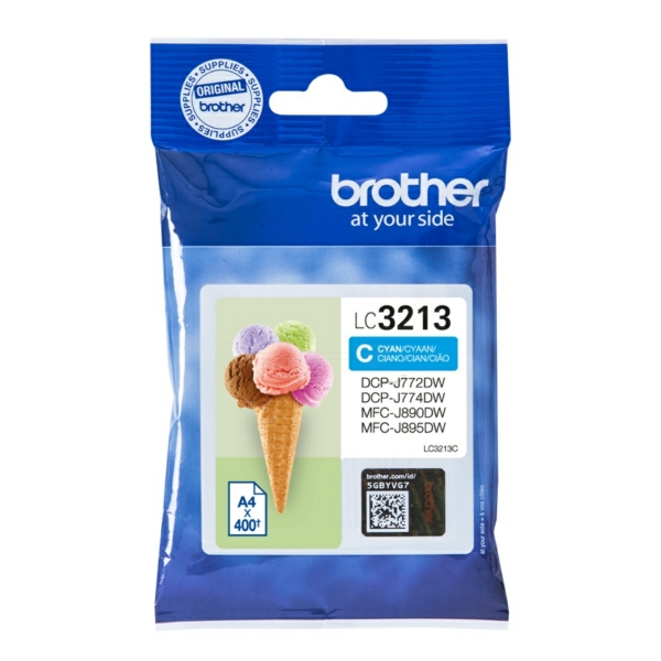 LC3213C / cyan / original BROTHER Tintenpatrone cyan / LC3213C / 400 S.