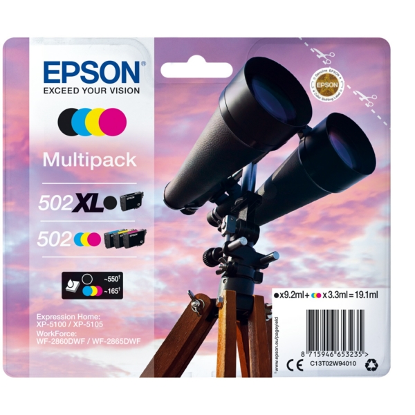C13T02W94010 // 502XL502 / schwarz / original EPSON Tintenpatrone MultiPack / C13T02W94010