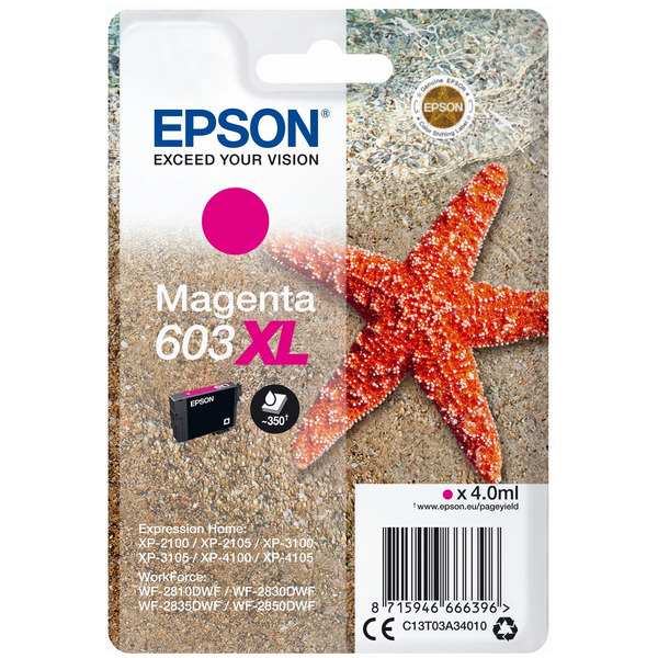 C13T03A34010 // 603XL / original EPSON Tintenpatrone magenta / C13T03A34010 / 350 S. / 4.00 ml