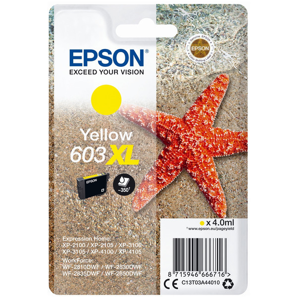 C13T03A44010 // 603XL / original EPSON Tintenpatrone gelb / C13T03A44010 / 350 S. / 4.00 ml