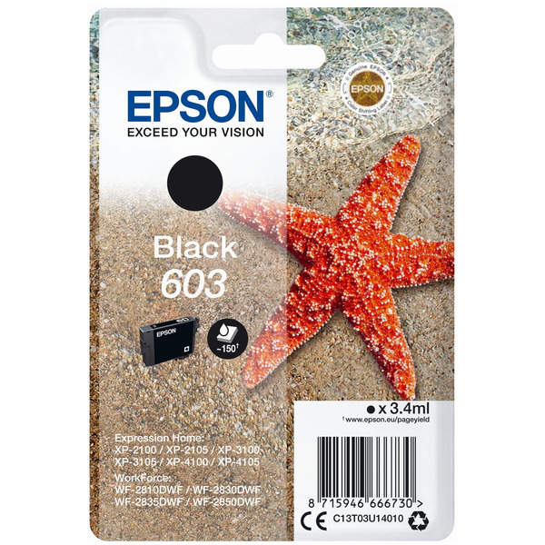 C13T03U14010 // 603 / schwarz / original EPSON Tintenpatrone schwarz / C13T03U14010 / 150 S. / 3.40 ml